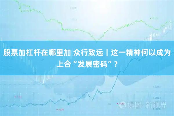 股票加杠杆在哪里加 众行致远｜这一精神何以成为上合“发展密码”？